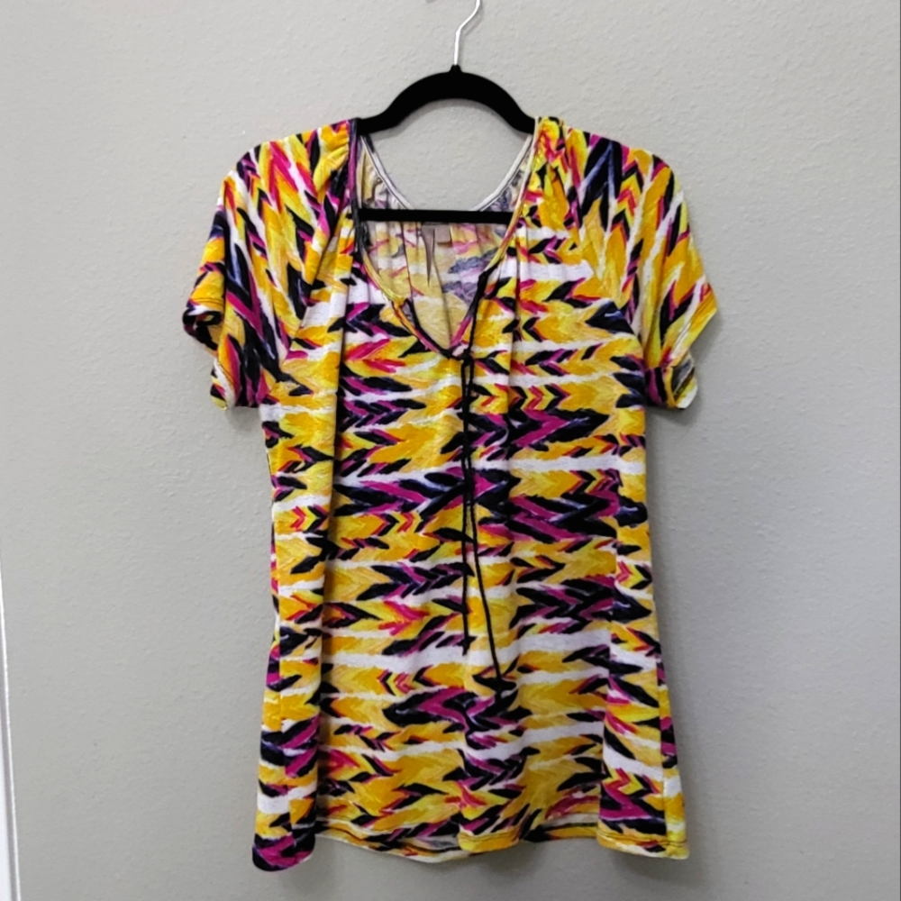 Light Peasant Tie Front Top Size Large